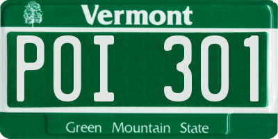 VT license plate POI301
