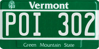 VT license plate POI302