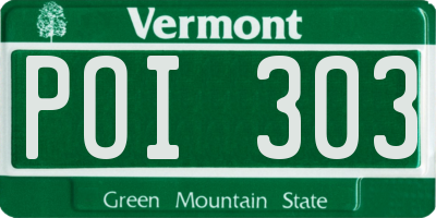 VT license plate POI303