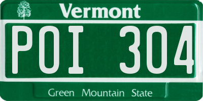 VT license plate POI304