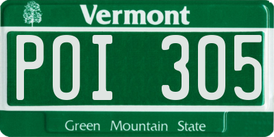VT license plate POI305