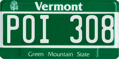 VT license plate POI308