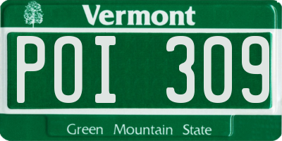 VT license plate POI309