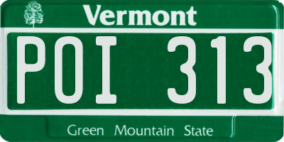VT license plate POI313
