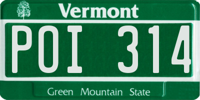 VT license plate POI314