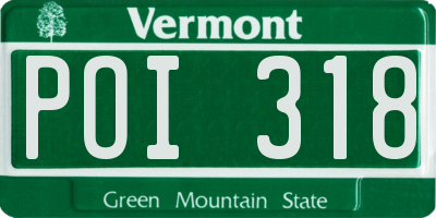 VT license plate POI318