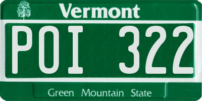 VT license plate POI322