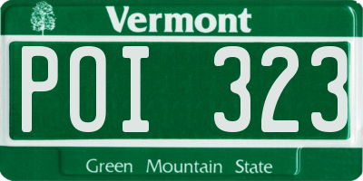 VT license plate POI323