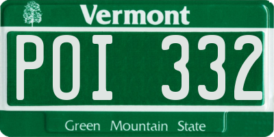 VT license plate POI332