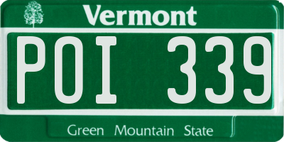 VT license plate POI339