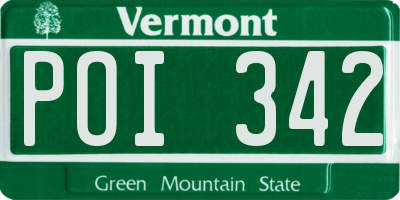VT license plate POI342