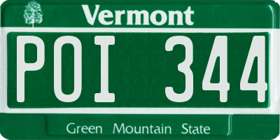 VT license plate POI344