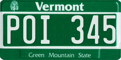 VT license plate POI345