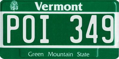 VT license plate POI349