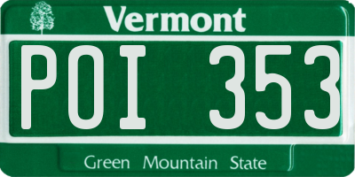 VT license plate POI353