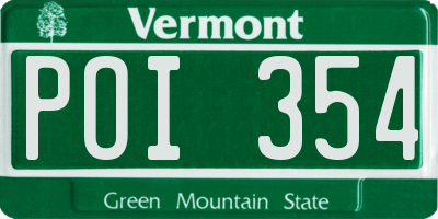 VT license plate POI354