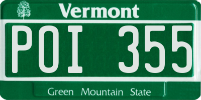 VT license plate POI355