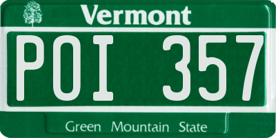 VT license plate POI357