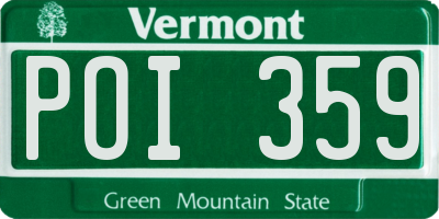 VT license plate POI359