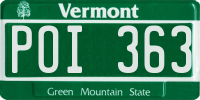 VT license plate POI363