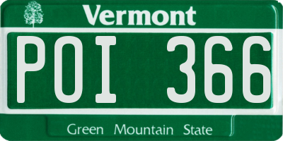 VT license plate POI366
