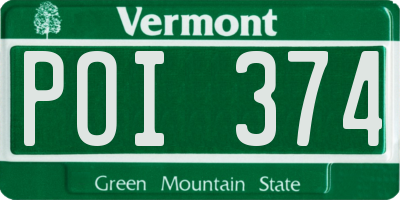 VT license plate POI374