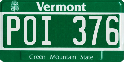 VT license plate POI376