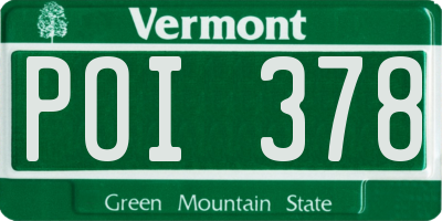VT license plate POI378