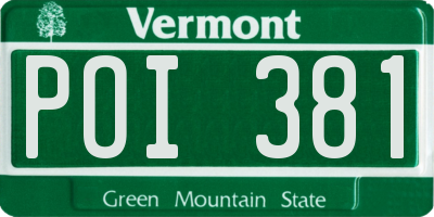 VT license plate POI381
