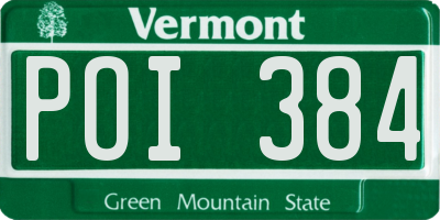 VT license plate POI384