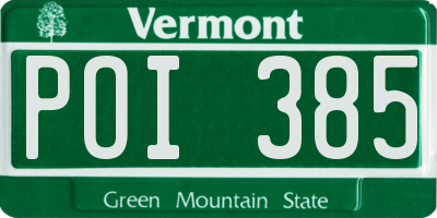 VT license plate POI385