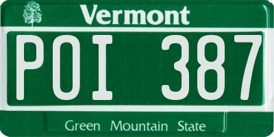 VT license plate POI387