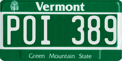 VT license plate POI389