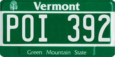 VT license plate POI392