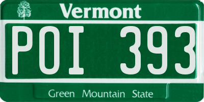 VT license plate POI393