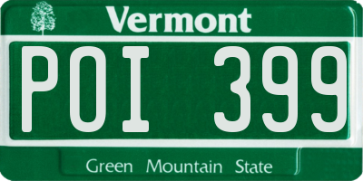 VT license plate POI399