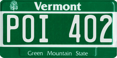 VT license plate POI402
