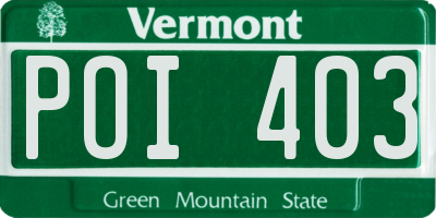 VT license plate POI403