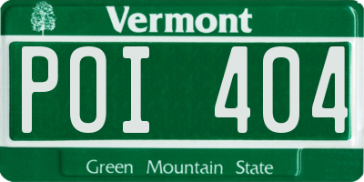VT license plate POI404