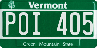VT license plate POI405