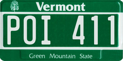 VT license plate POI411