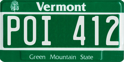 VT license plate POI412