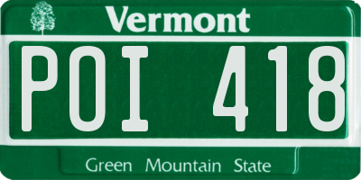 VT license plate POI418