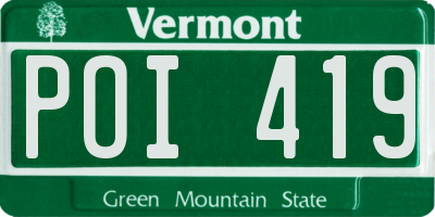 VT license plate POI419