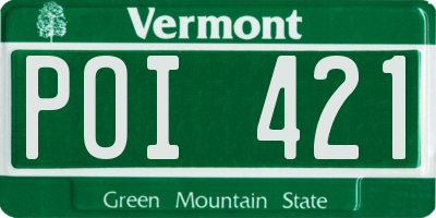 VT license plate POI421