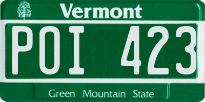 VT license plate POI423