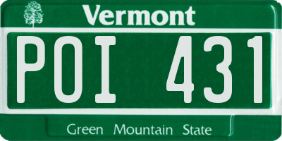 VT license plate POI431