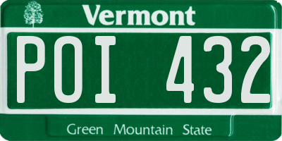 VT license plate POI432