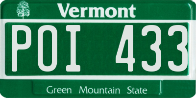 VT license plate POI433