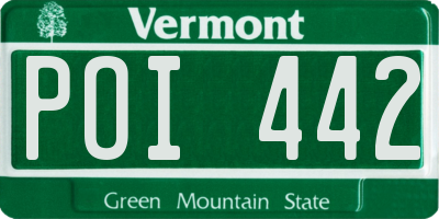 VT license plate POI442